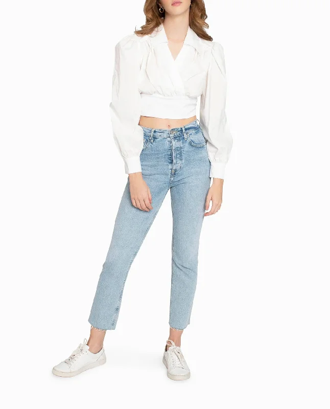Nicole Miller Cotton Poplin Wrap Top