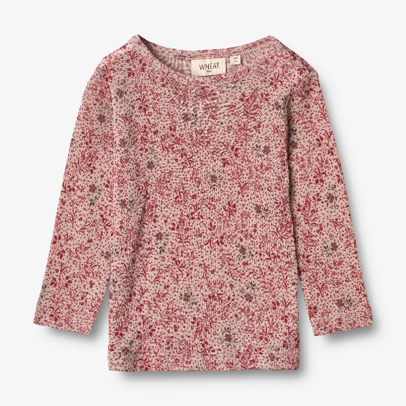 Wool T-Shirt LS | Baby - cherry flowers